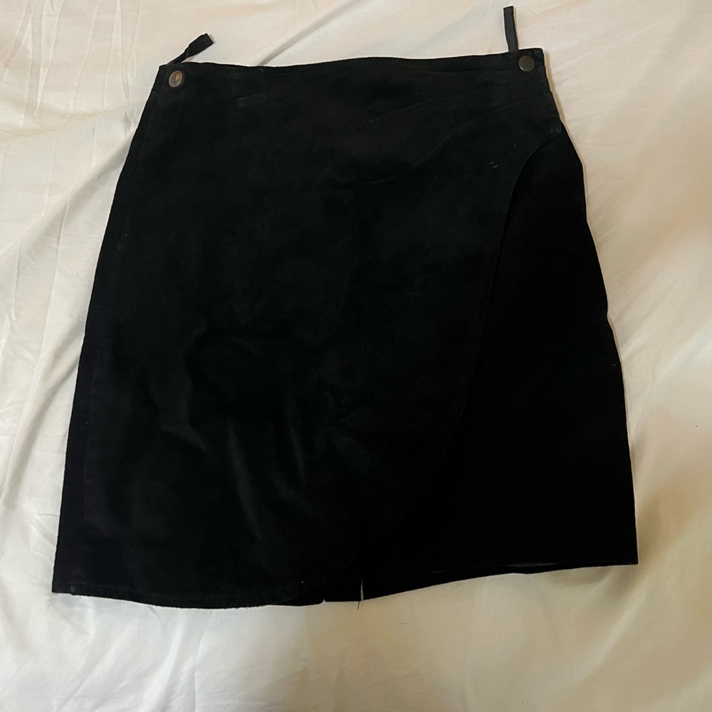 Real leather wrap skirt